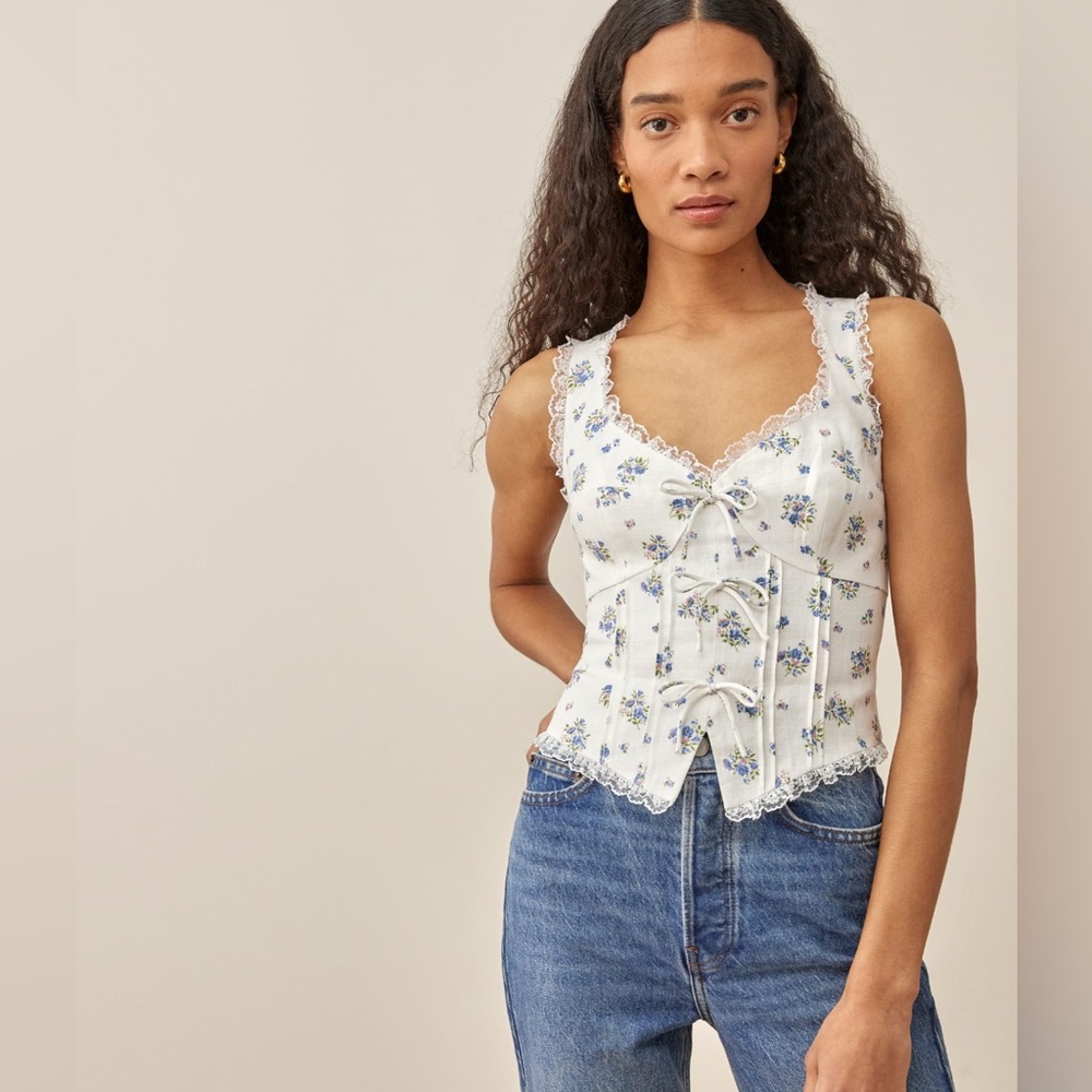 Reformation Brenda Linen Top